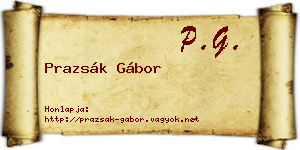 Prazsák Gábor névjegykártya