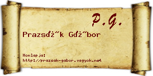Prazsák Gábor névjegykártya